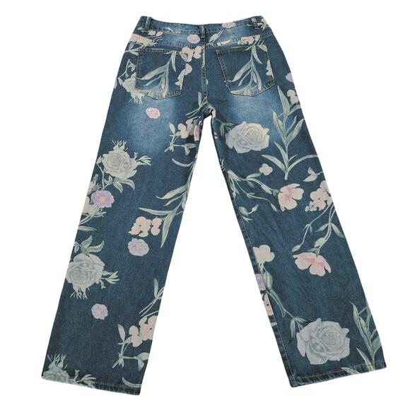 Women's Manfinity Floral Print Denim Jeans  Size M - Picture 3 of 9